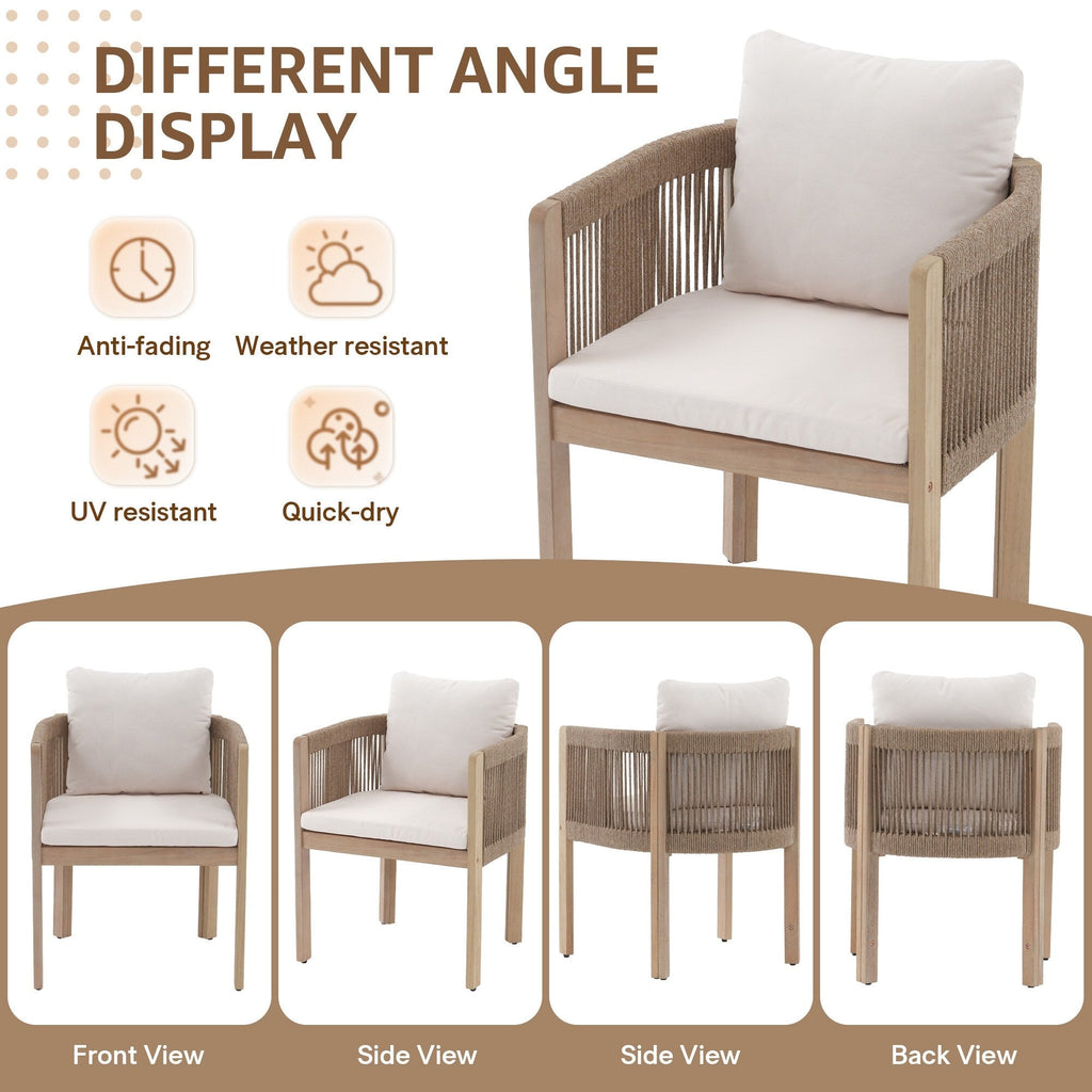 Ensemble de salle à manger d'extérieur en bois 9 pièces avec coussins