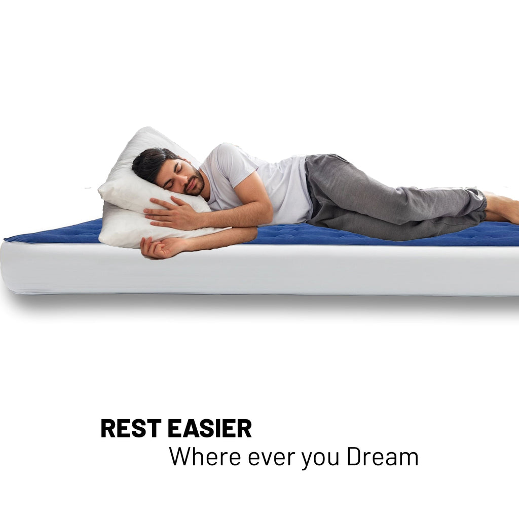 Matelas pneumatique durable de 9 pouces avec technologie Comfort Coil et pompe haute capacité, idéal pour le camping, la maison et les voyages portables.