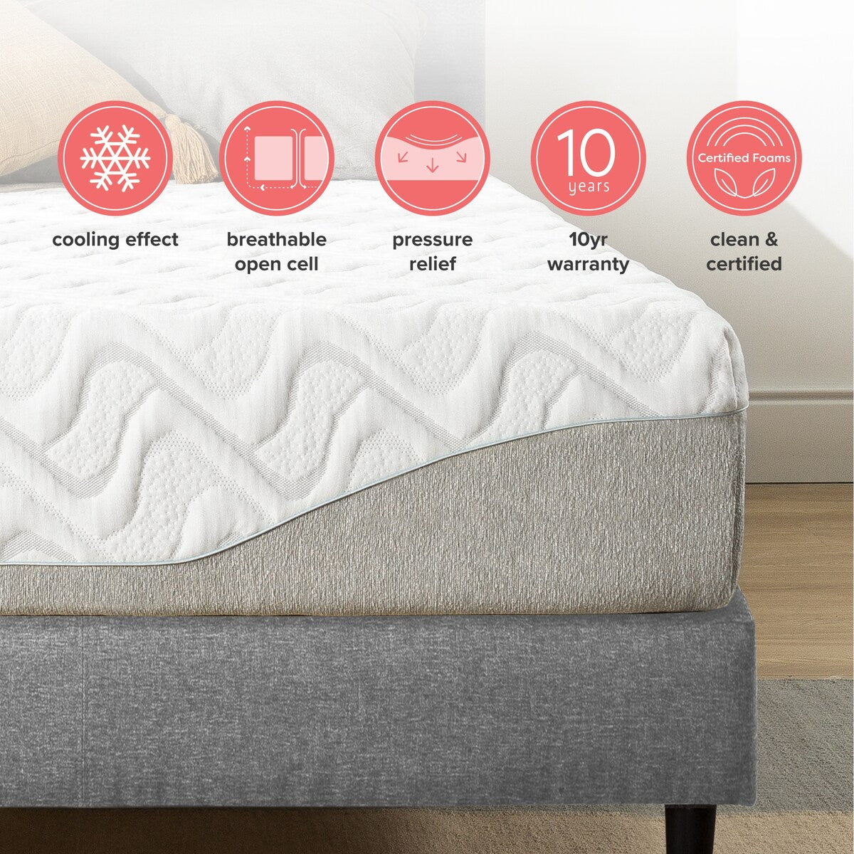 Matelas en mousse à mémoire de forme gel de 9 pouces par Crown Comfort