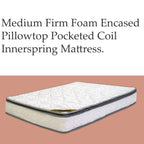 Matelas à ressorts ensachés, 23 cm, fermeté moyenne, avec plateau-coussin en mousse, entièrement assemblé, idéal pour le dos