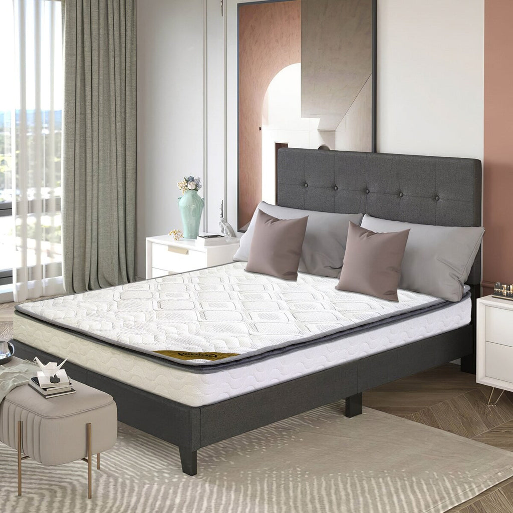 Matelas à ressorts ensachés, 23 cm, fermeté moyenne, avec plateau-coussin en mousse, entièrement assemblé, idéal pour le dos