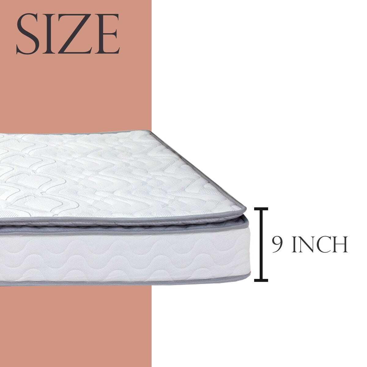 Matelas à ressorts ensachés, 23 cm, fermeté moyenne, avec plateau-coussin en mousse, entièrement assemblé, idéal pour le dos