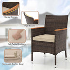 Ensemble de salle à manger d'extérieur en osier PE 9 pièces avec table et chaises en bois d'acacia