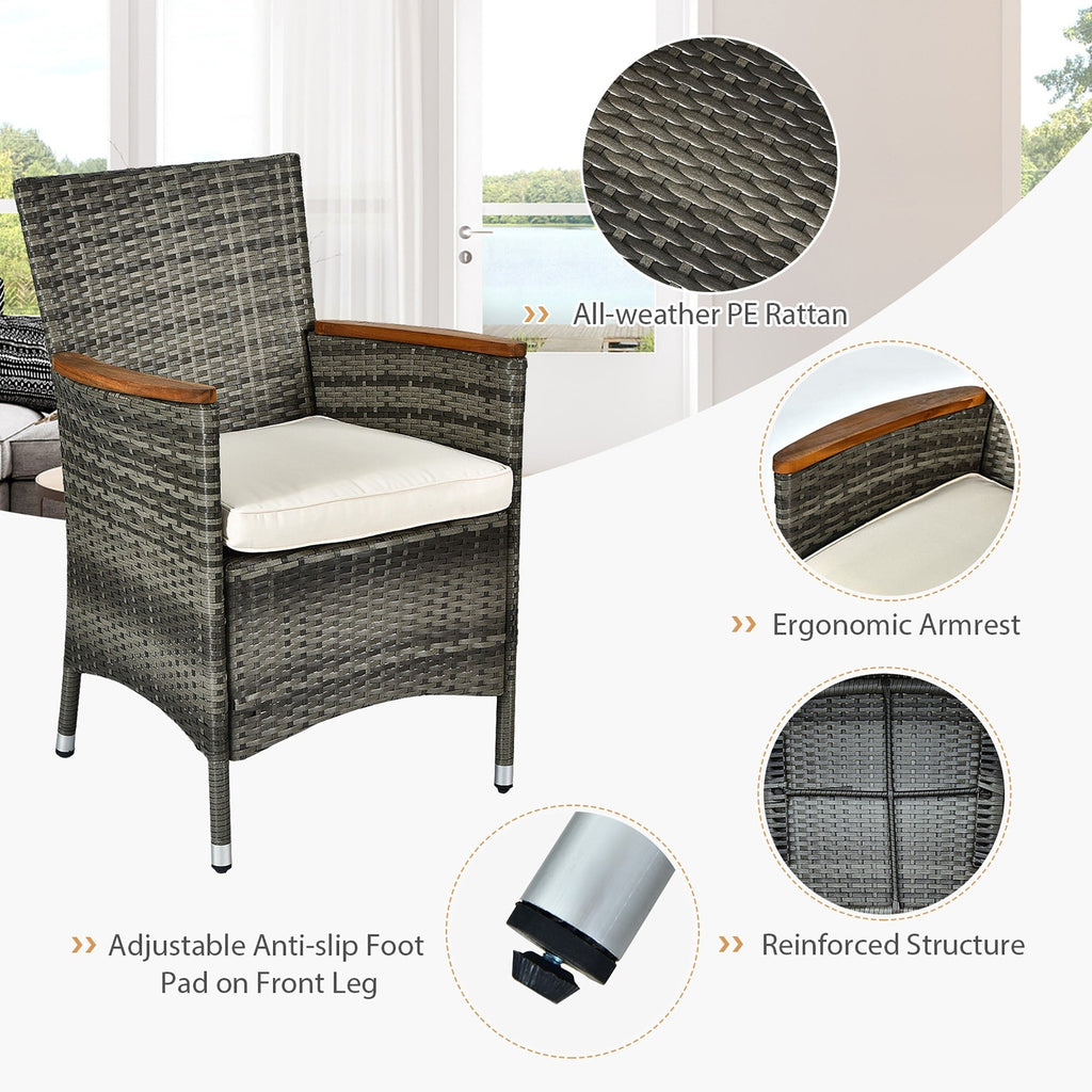 Ensemble de salle à manger en rotin pour patio 9 pièces Ensemble de meubles en bois et osier Garde