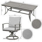 Ensemble de salle à manger de patio en aluminium 9 pièces avec 8 chaises pivotantes et coussins lavables