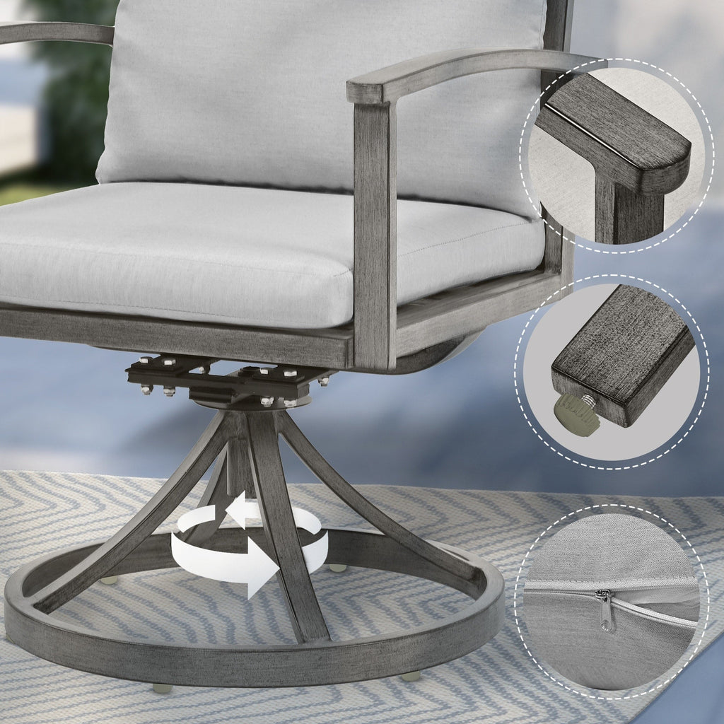 Ensemble de salle à manger de patio en aluminium 9 pièces avec 8 chaises pivotantes et coussins lavables