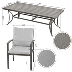 Ensemble de salle à manger de patio en aluminium 9 pièces avec table et coussins gris clair lavables