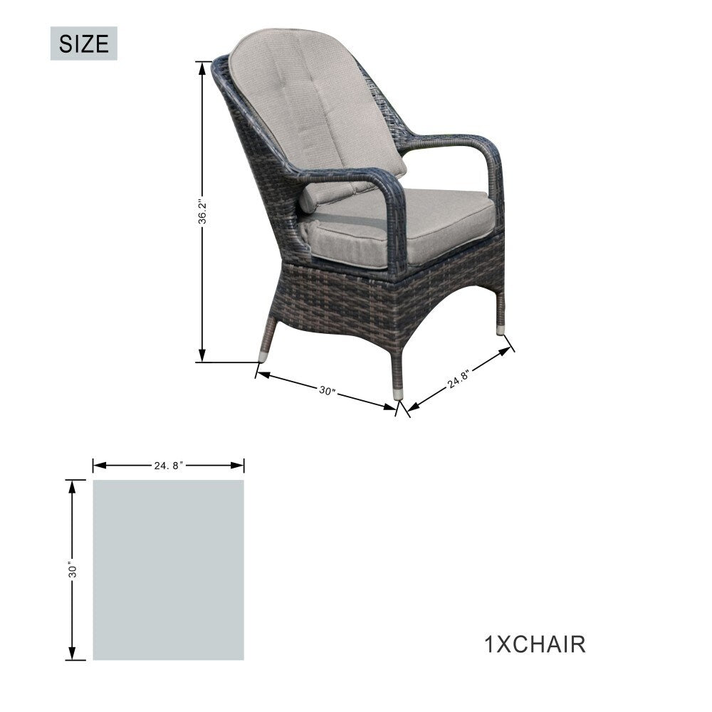 Ensemble de salle à manger d'extérieur rond en osier Ellington 9 pièces avec foyer - N/A