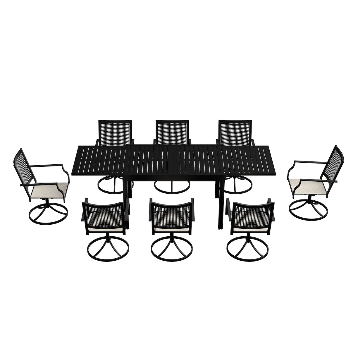 Ensemble de salle à manger de patio 9 pièces avec cadre en métal et table à manger extensible en aluminium