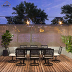 Ensemble de salle à manger de patio 9 pièces avec cadre en métal et table à manger extensible en aluminium