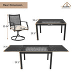 Ensemble de salle à manger de patio 9 pièces avec cadre en métal et table à manger extensible en aluminium