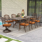Ensemble de salle à manger d'extérieur 9 pièces avec 1 table et 8 chaises, en aluminium résistant aux intempéries, pour patio, jardin et arrière-cour.