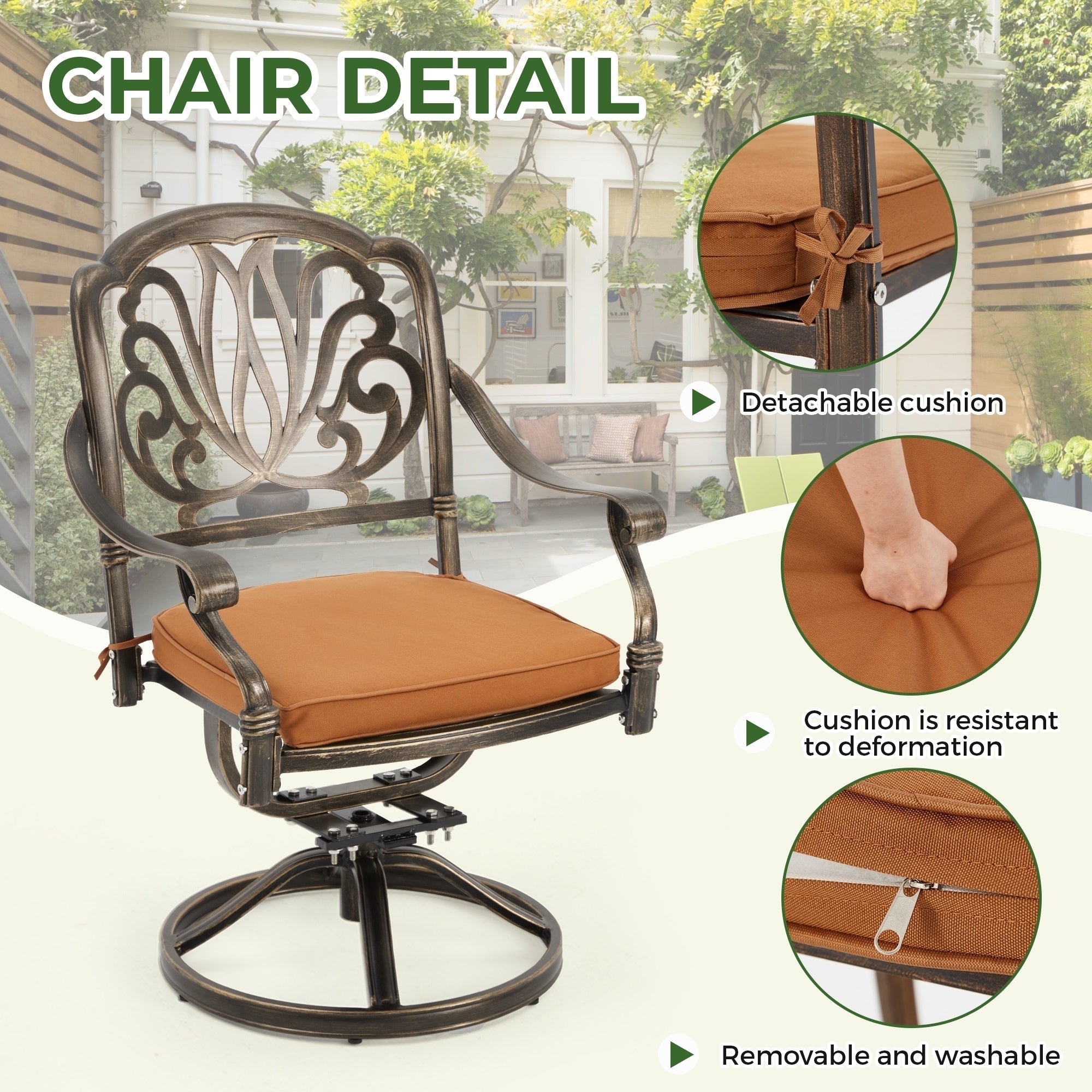 Ensemble de salle à manger d'extérieur 9 pièces avec 1 table et 8 chaises, en aluminium résistant aux intempéries, pour patio, jardin et arrière-cour.