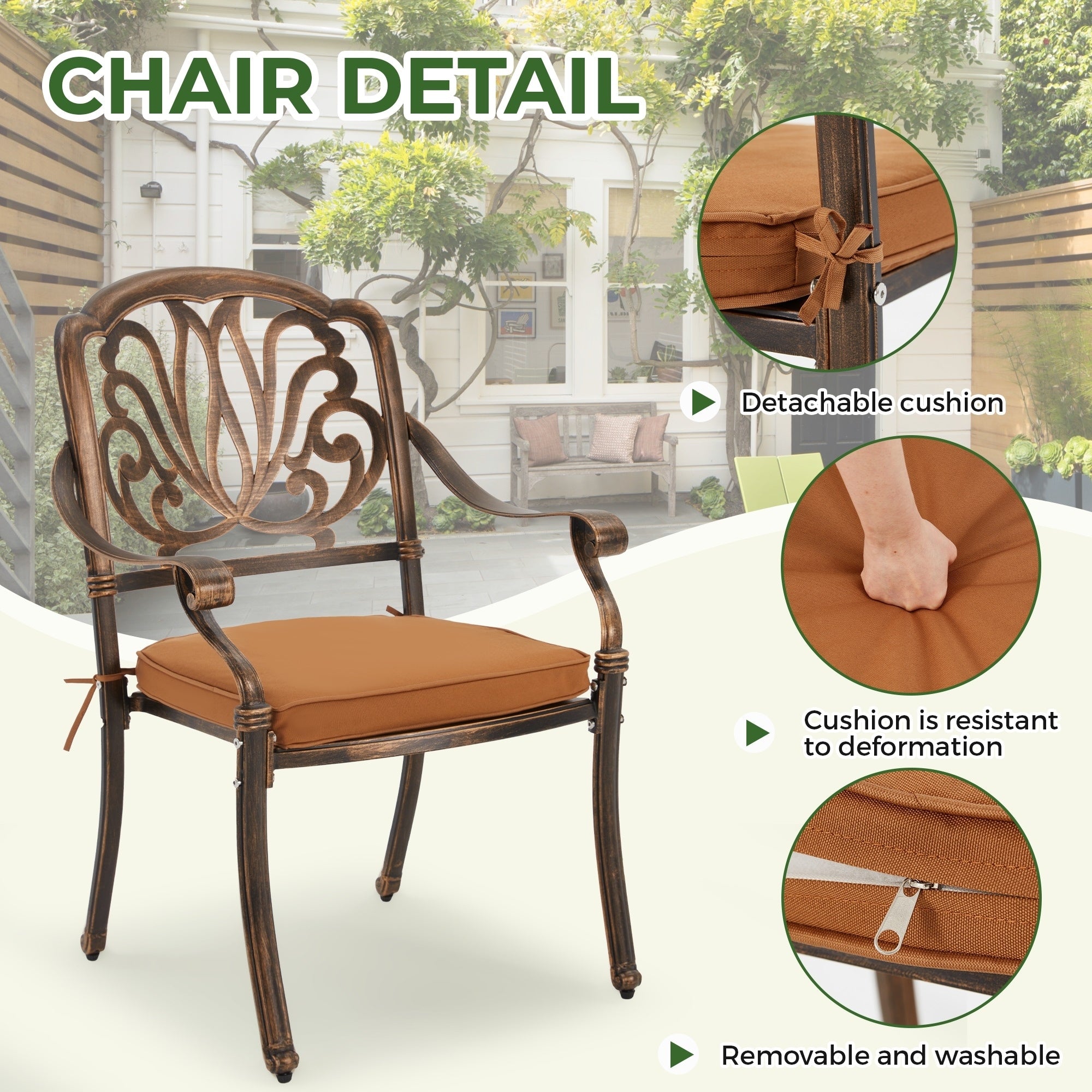 Ensemble de salle à manger d'extérieur 9 pièces avec 1 table et 8 chaises, en aluminium résistant aux intempéries, pour patio, jardin et arrière-cour.