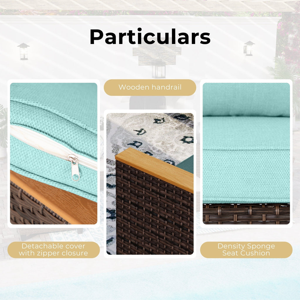 Ensemble de salon de jardin sectionnel en osier de 9 pièces, mobilier de jardin de luxe, coussin beige