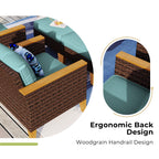 Ensemble de salon de jardin sectionnel en osier de 9 pièces, mobilier de jardin de luxe, coussin beige