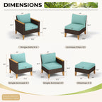 Ensemble de salon de jardin sectionnel en osier de 9 pièces, mobilier de jardin de luxe, coussin beige