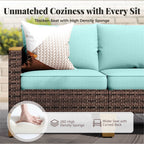 Ensemble de salon de jardin sectionnel en osier de 9 pièces, mobilier de jardin de luxe, coussin beige