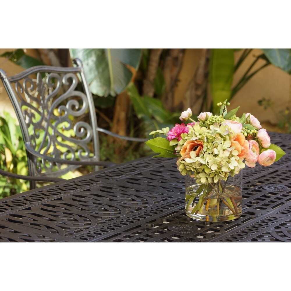 Ensemble de salle à manger de patio 9 pièces avec coussins et table à manger rectangulaire 44 x 84 po