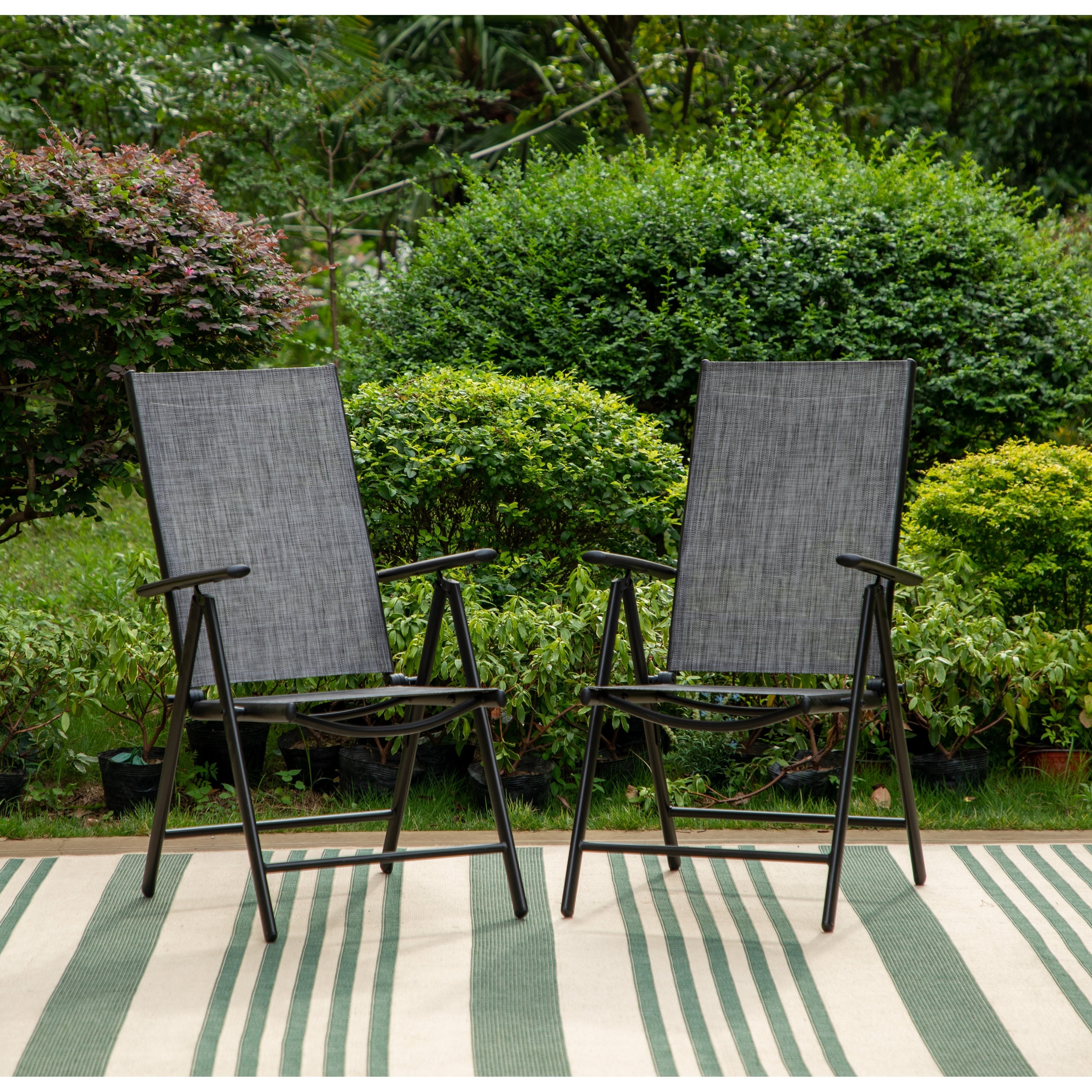 Ensemble de salle à manger de patio 9 pièces, table en métal et chaises de salle à manger pliables avec 7 niveaux réglables