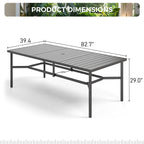 Ensemble de salle à manger de patio 9 pièces, table en métal et chaises de salle à manger pliables avec 7 niveaux réglables