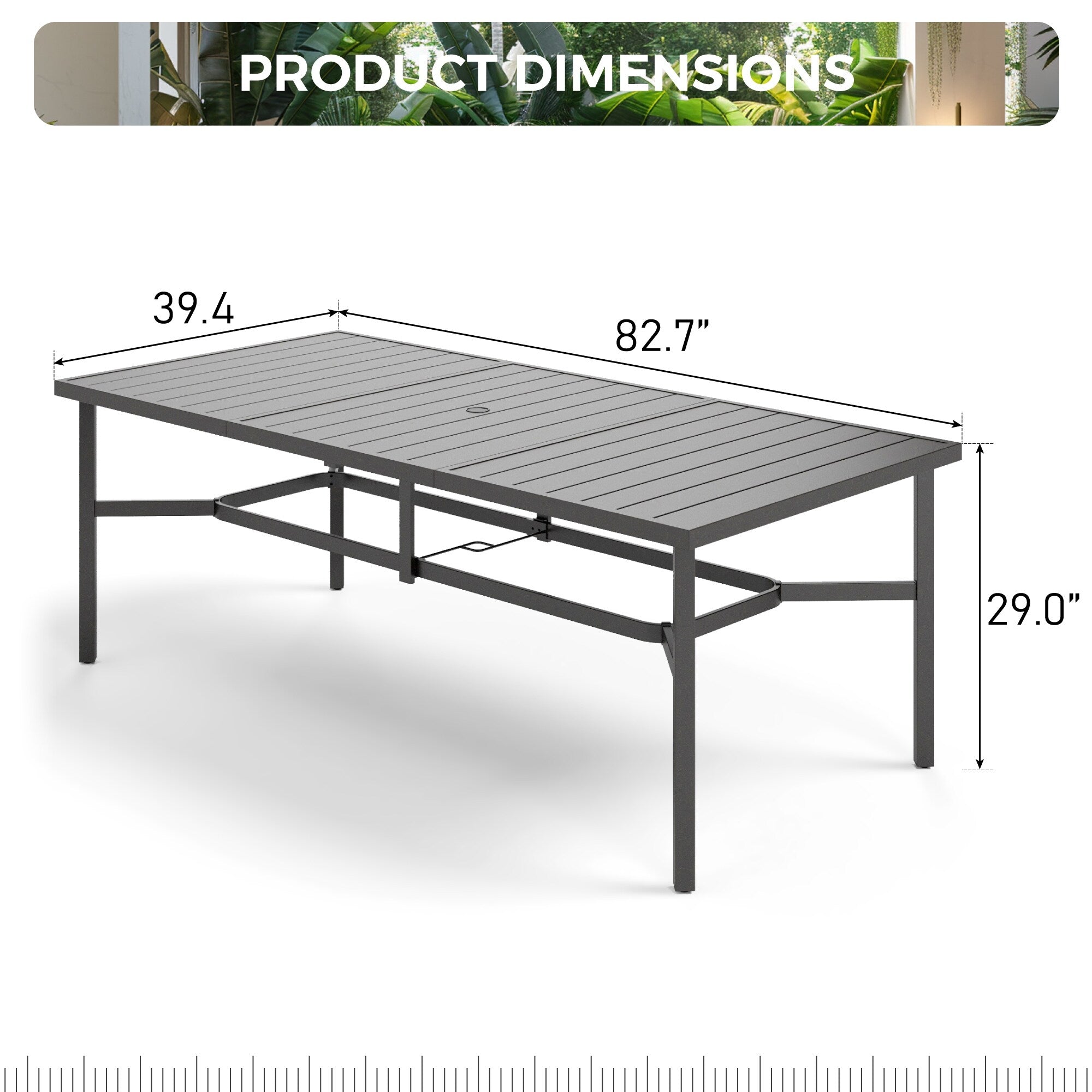 Ensemble de salle à manger de patio 9 pièces, table en métal et chaises de salle à manger pliables avec 7 niveaux réglables