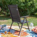 Ensemble de salle à manger de patio 9 pièces, table en métal et chaises de salle à manger pliables avec 7 niveaux réglables