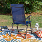 Ensemble de salle à manger de patio 9 pièces, table en métal et chaises de salle à manger pliables avec 7 niveaux réglables