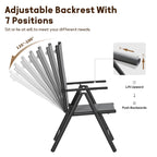 Ensemble de salle à manger de patio 9 pièces, table en métal et chaises de salle à manger pliables avec 7 niveaux réglables