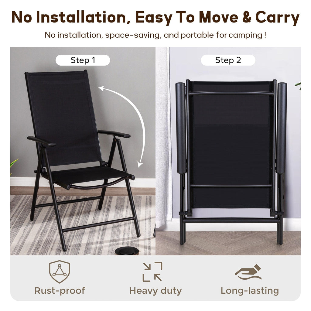 Ensemble de salle à manger de patio 9 pièces, table en métal et chaises de salle à manger pliables avec 7 niveaux réglables