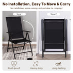 Ensemble de salle à manger de patio 9 pièces, table en métal et chaises de salle à manger pliables avec 7 niveaux réglables