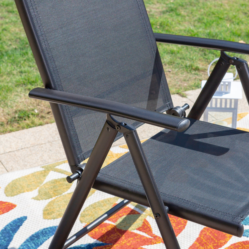 Ensemble de salle à manger de patio 9 pièces, table en métal et chaises de salle à manger pliables avec 7 niveaux réglables