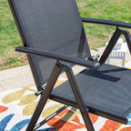 Ensemble de salle à manger de patio 9 pièces, table en métal et chaises de salle à manger pliables avec 7 niveaux réglables