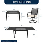Ensemble de salle à manger d'extérieur 9 pièces avec table à manger extensible