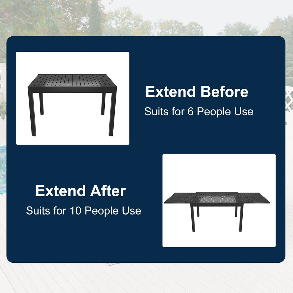 Ensemble de salle à manger d'extérieur 9 pièces avec table à manger extensible