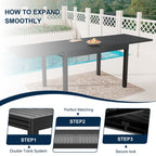 Ensemble de salle à manger d'extérieur 9 pièces avec table à manger extensible