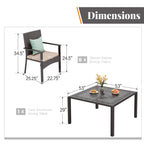 Ensemble de salle à manger de patio 9 pièces en rotin et osier avec trou pour parasol