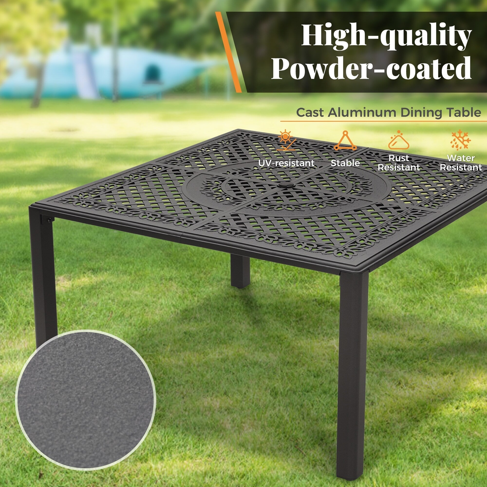 Ensemble de salle à manger de patio 9 pièces en rotin et osier avec trou pour parasol