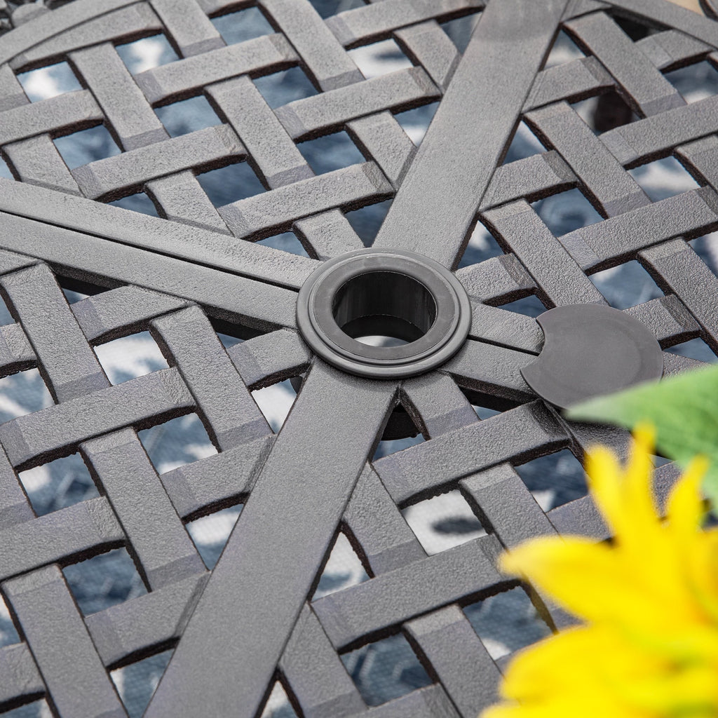 Ensemble de salle à manger de patio 9 pièces en rotin et osier avec trou pour parasol