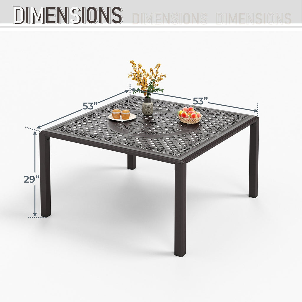 Ensemble de salle à manger de patio 9 pièces en rotin et osier avec trou pour parasol