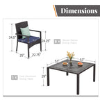 Ensemble de salle à manger de patio 9 pièces en rotin et osier avec trou pour parasol