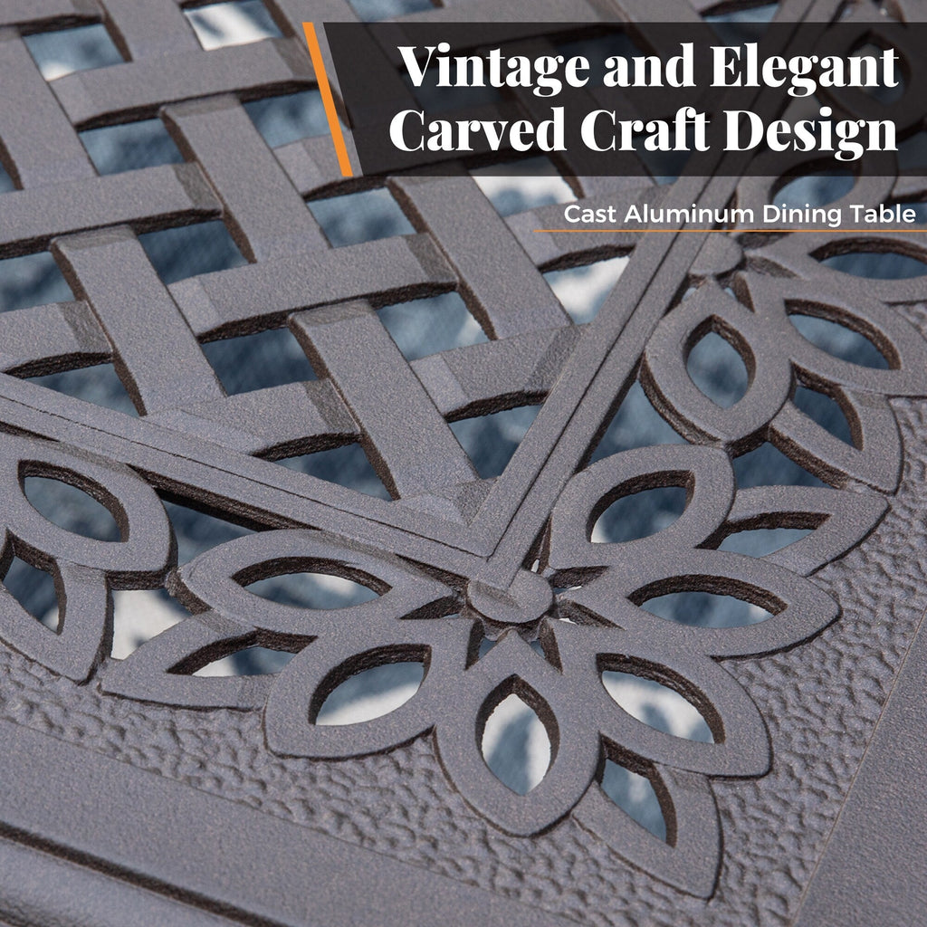 Ensemble de salle à manger de patio 9 pièces en rotin et osier avec trou pour parasol