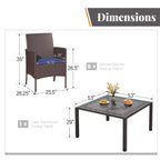 Ensemble de salle à manger de patio 9 pièces en rotin et osier avec trou pour parasol