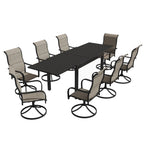 Ensemble de salle à manger de patio 9 pièces avec table à manger extensible