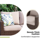 Ensemble de salon de jardin 9 places en rotin et osier avec canapé sectionnel à dossier haut et table pour foyer