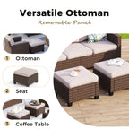 Ensemble de salon de jardin 9 places en rotin et osier avec canapé sectionnel à dossier haut et table pour foyer