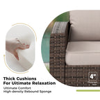 Ensemble de salon de jardin 9 places en rotin et osier avec canapé sectionnel à dossier haut et table pour foyer