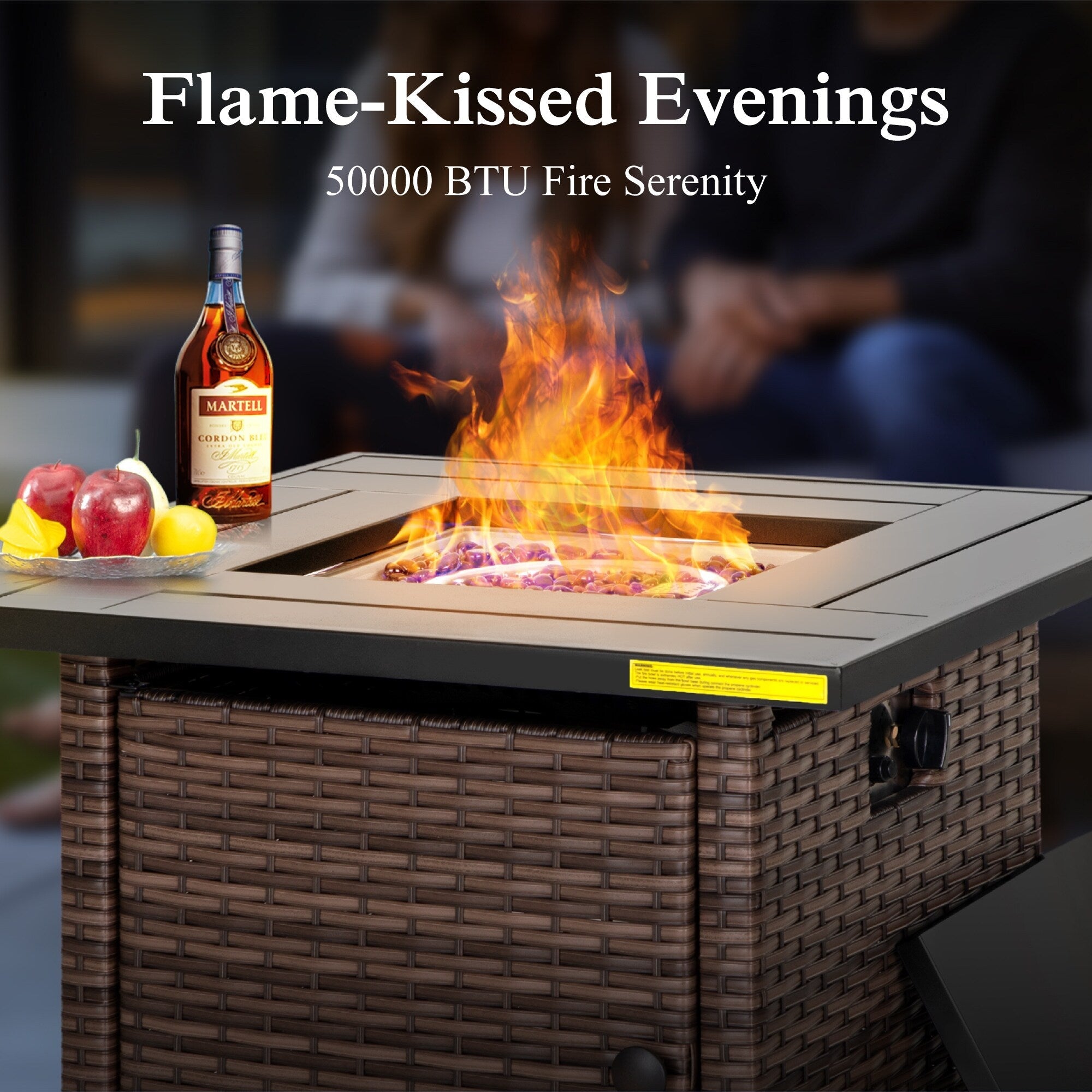 Ensemble de salon de jardin 9 places en rotin et osier avec canapé sectionnel à dossier haut et table pour foyer