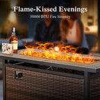 Ensemble de salon de jardin 9 places en rotin et osier avec canapé sectionnel à dossier haut et table pour foyer