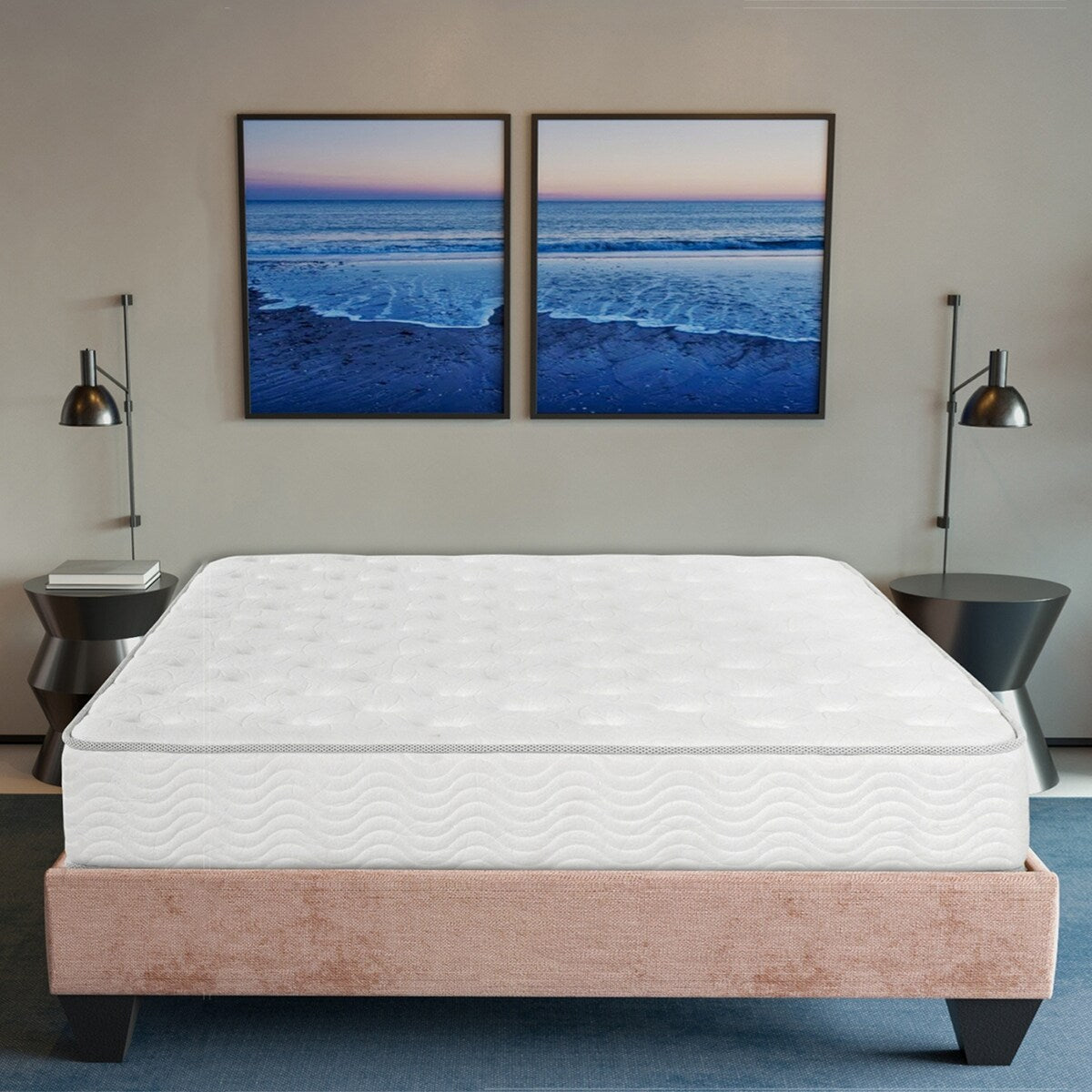 Matelas à ressorts ensachés de taille moyenne de 9 pouces dans une boîte, blanc